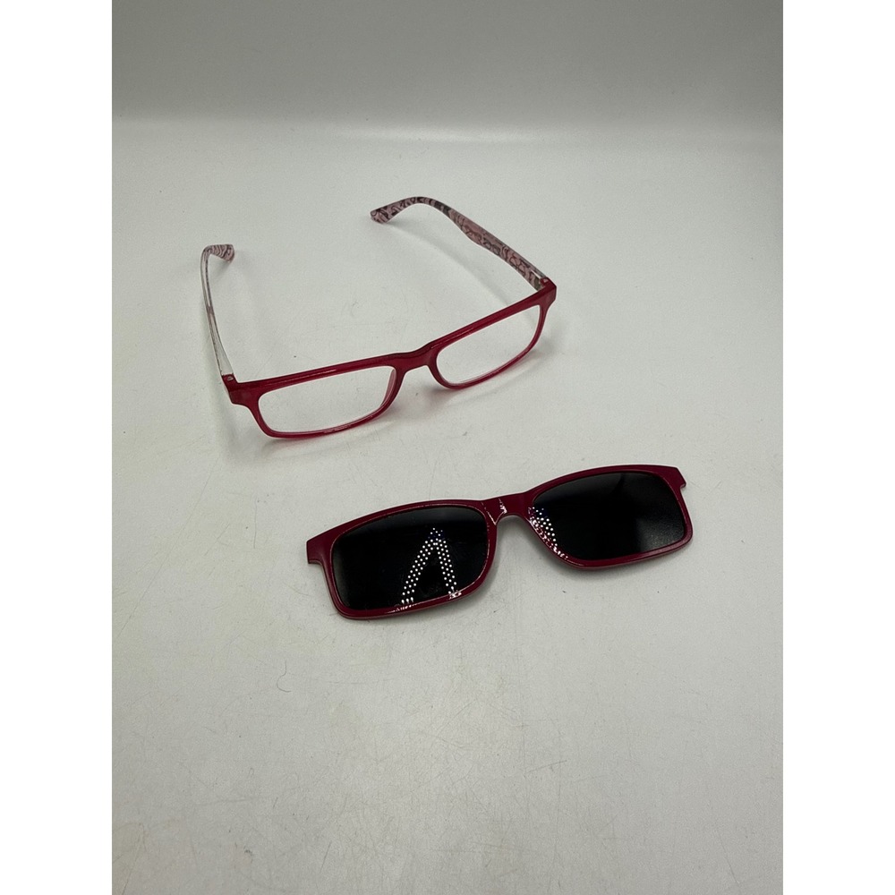 Hard Candy Look Carefully Pink Eyeglass Frames with Magnetic Sun Clip 52-16-140